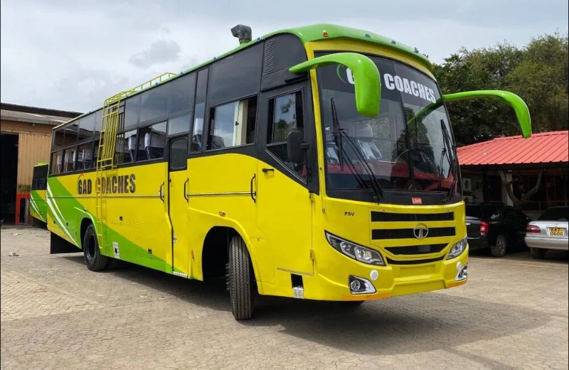 GAD Coaches bus for DRC Congo, body built on Tata LPO 1316 chassis. The bus is a 64 seater with 3X2 seat configuration.1