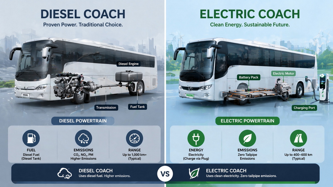 Diesel Coach Versus Electric Coach Comparison