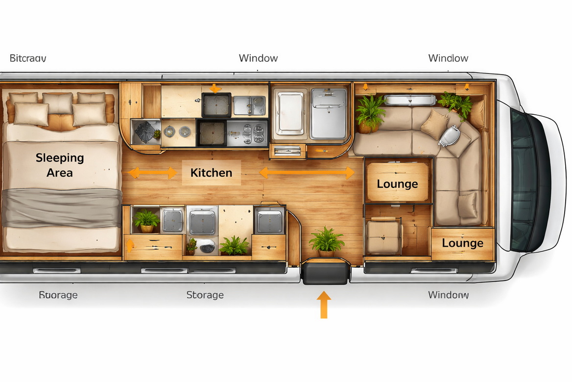 Shuttle Bus Conversion Floor Plan Layout
