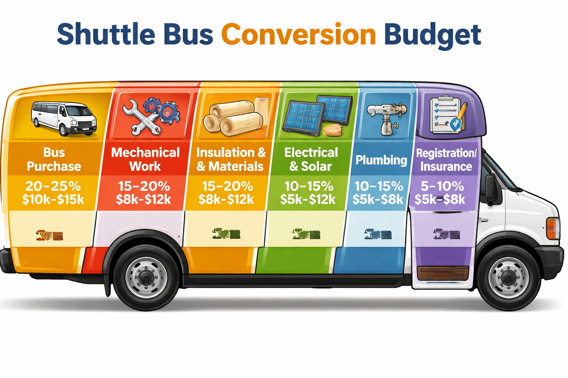 Shuttle Bus Conversion Budget Infographic