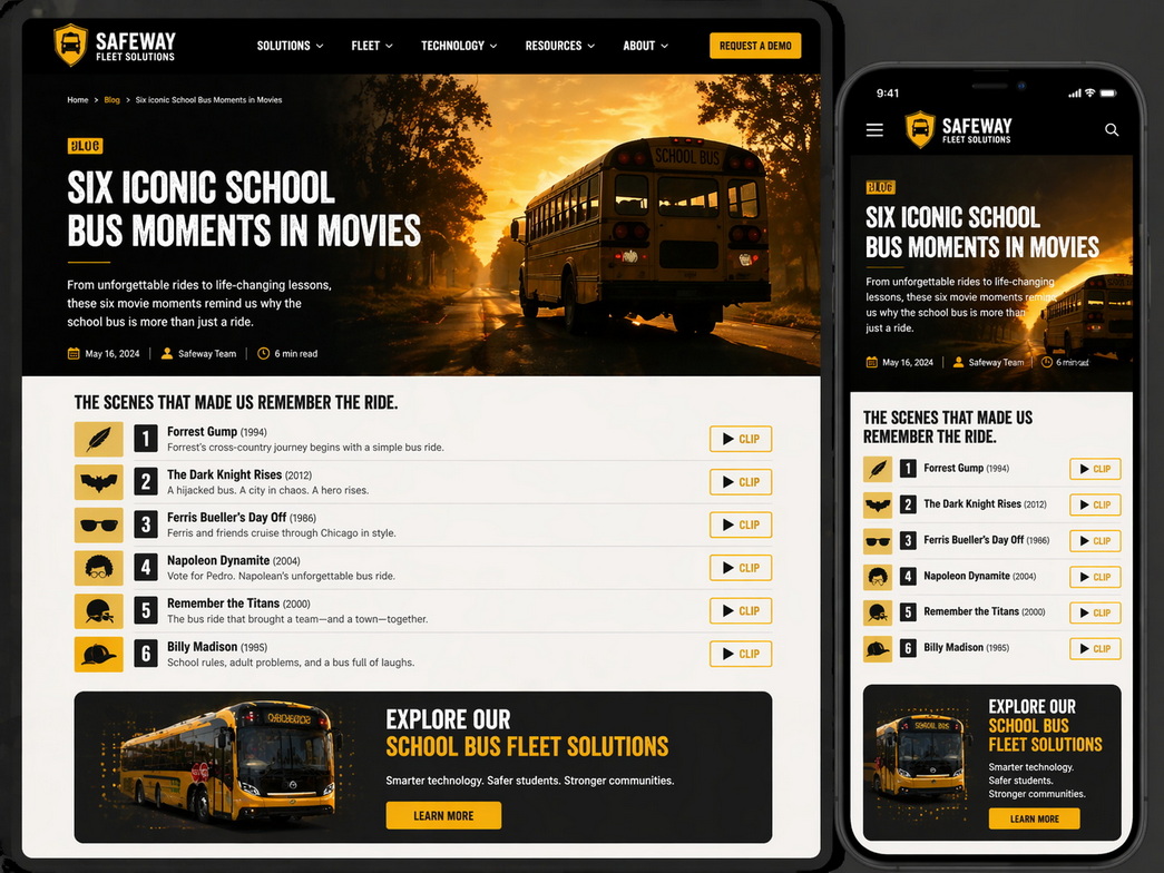School Bus Movie Scene Viewer Engagement Concept