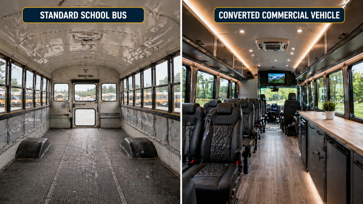 School Bus Before And After Conversion