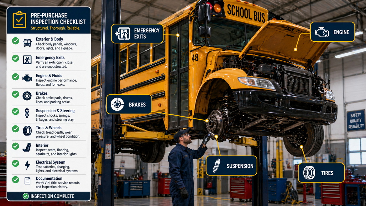 Professional Used School Bus Inspection